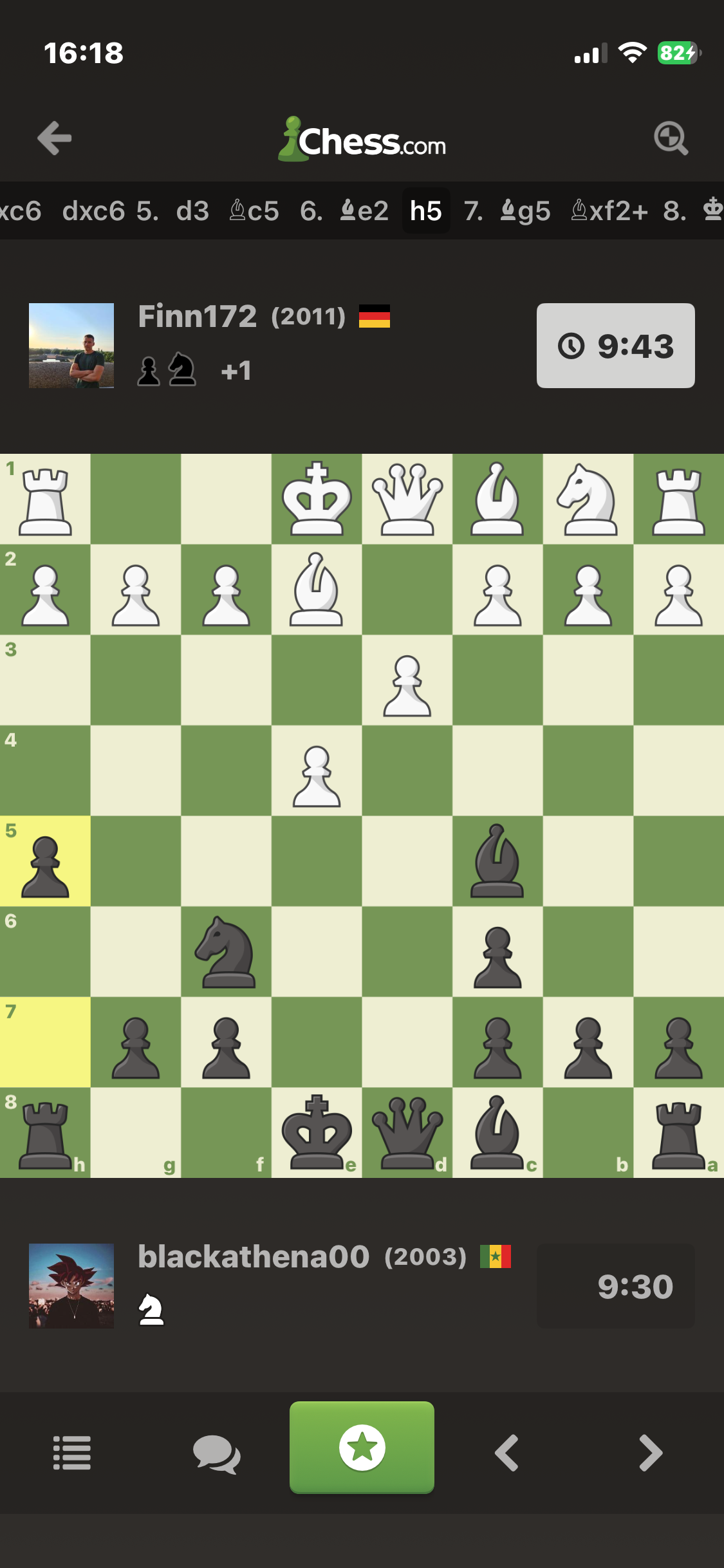 A Chess.com game showing one username font size