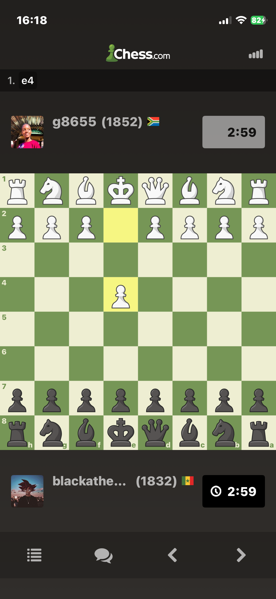 Another Chess.com game showing a different username font size