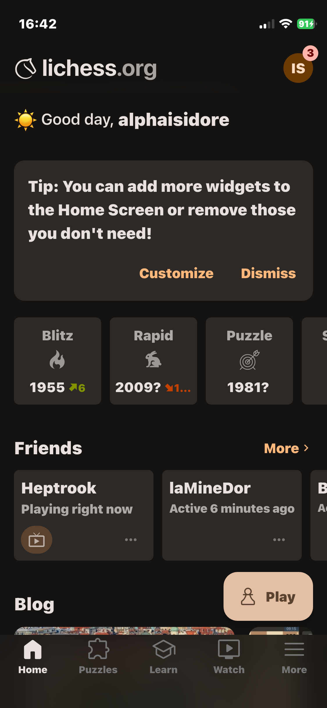The redesigned Lichess mobile app